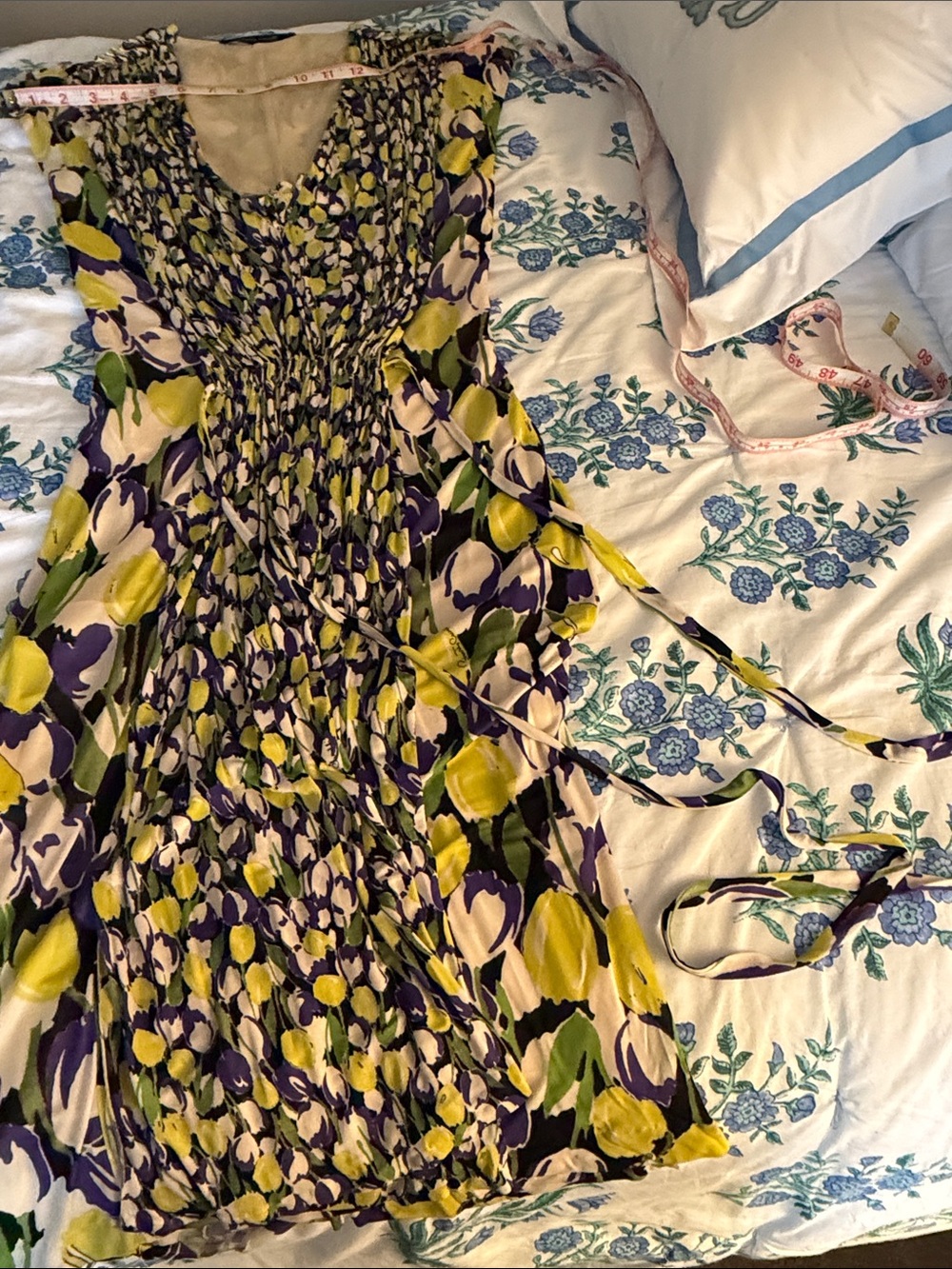 Roberto Cavalli Strapless Floral Silk Dress in Yellow, Purple and Green sz40